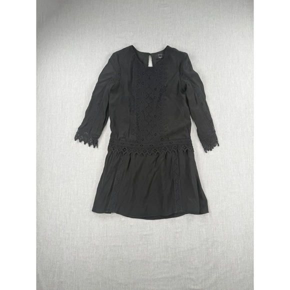 Dolce Vita Dresses & Skirts - Dolce Vita Black Crochet Lace Panel Long Sleeve Boho Mini Dress Size Small